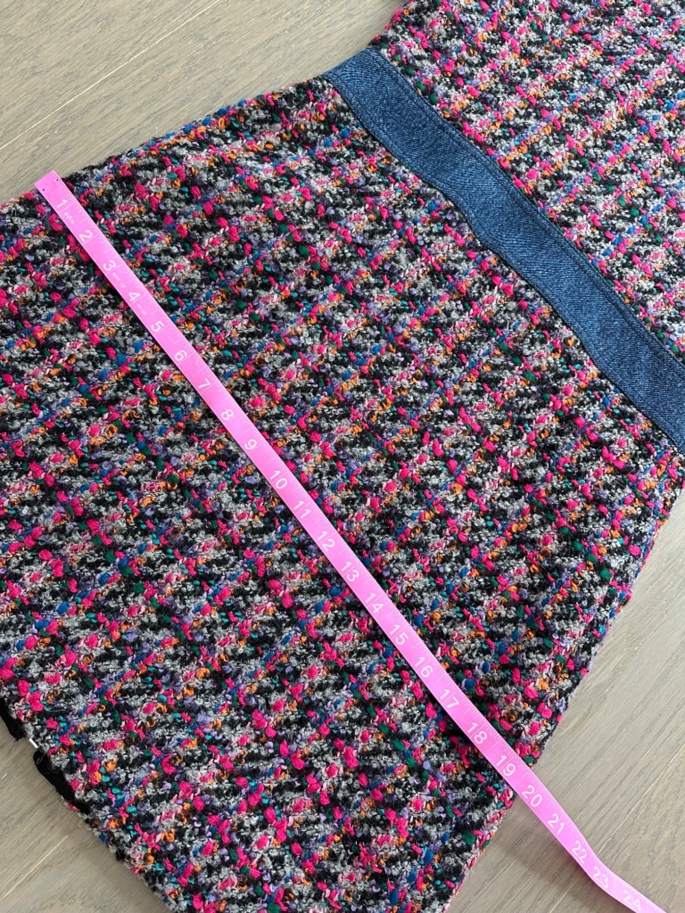 Sandro Pink Tweed Checked Denim Zip Front Coat Dress - With Tags - FR 38 = US 6 - Picture 8 of 9